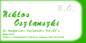 miklos oszlanszki business card